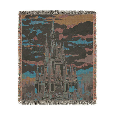 Watercolor Castle Woven Throw Blanket